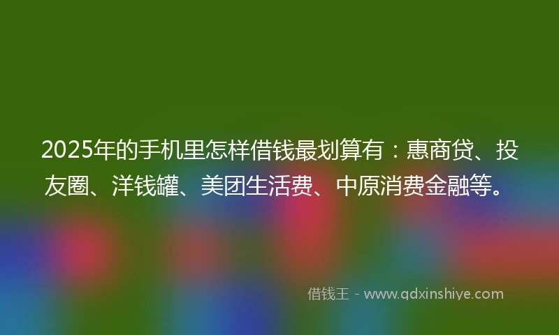 2025年的手机里怎样借钱最划算有：惠商贷、投友圈、洋钱罐、美团生活费、中原消费金融等。