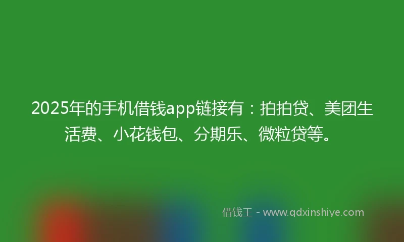 2025年的手机借钱app链接有：拍拍贷、美团生活费、小花钱包、分期乐、微粒贷等。