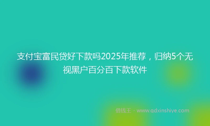 支付宝富民贷好下款吗2025年推荐，归纳5个无视黑户百分百下款软件