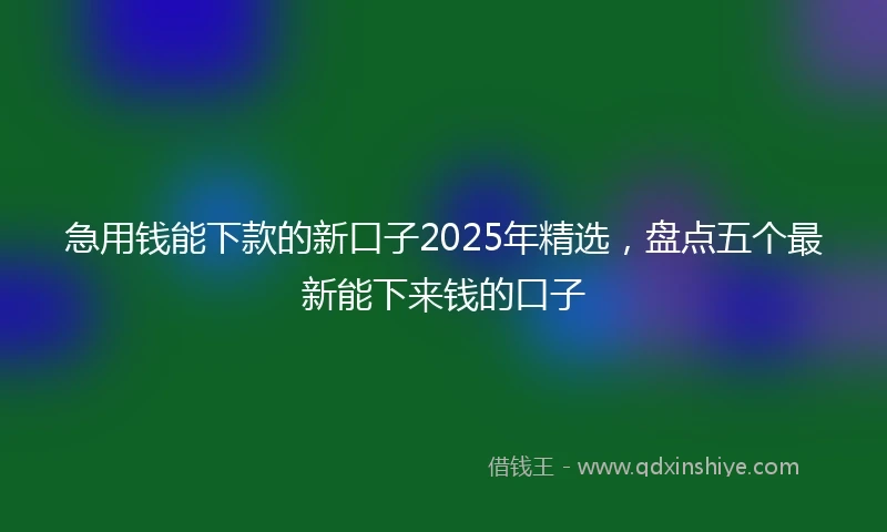 急用钱能下款的新口子2025年精选，盘点五个最新能下来钱的口子