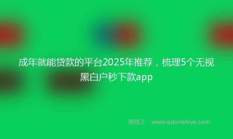 成年就能贷款的平台2025年推荐，梳理5个无视黑白户秒下款app