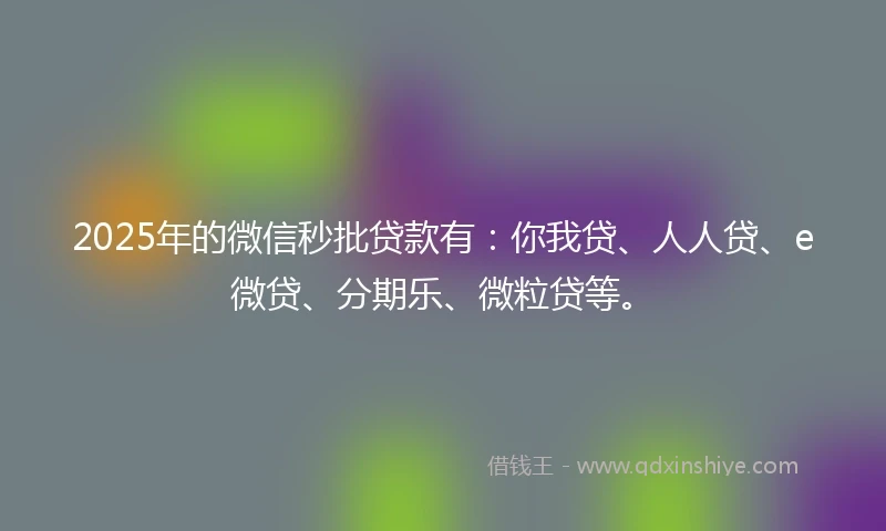 2025年的微信秒批贷款有：你我贷、人人贷、e微贷、分期乐、微粒贷等。