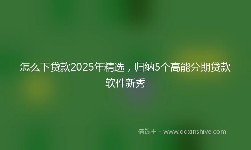 怎么下贷款2025年精选，归纳5个高能分期贷款软件新秀