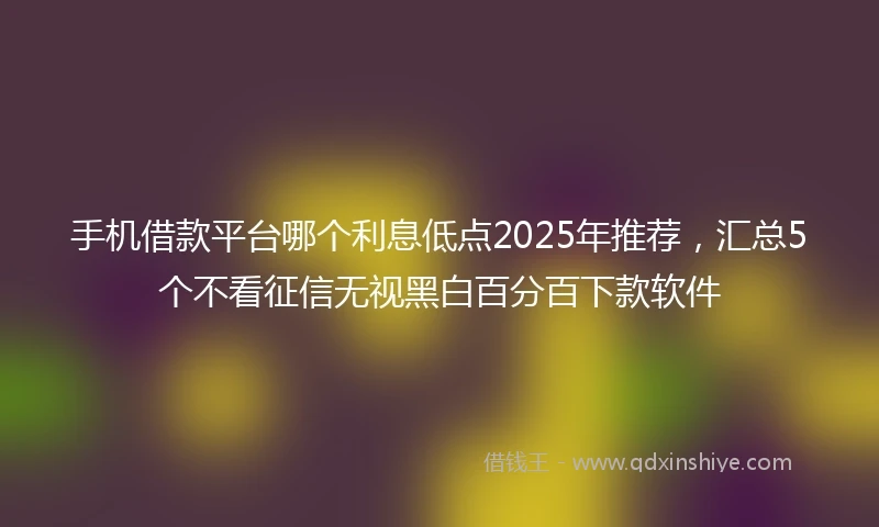 手机借款平台哪个利息低点2025年推荐，汇总5个不看征信无视黑白百分百下款软件