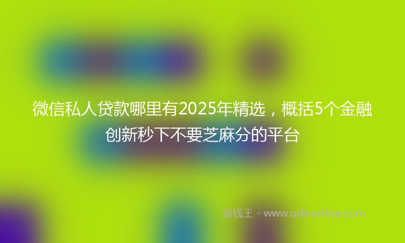 微信私人贷款哪里有2025年精选，概括5个金融创新秒下不要芝麻分的平台