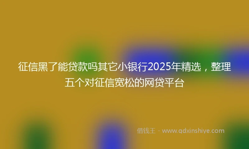征信黑了能贷款吗其它小银行2025年精选，整理五个对征信宽松的网贷平台