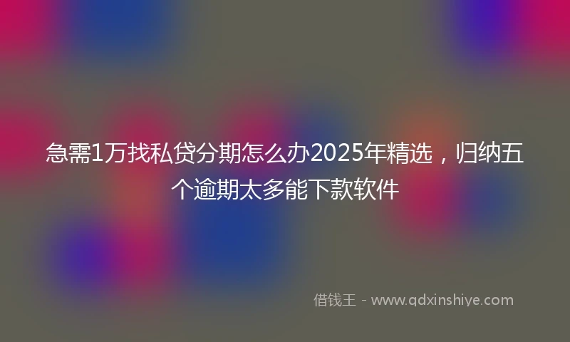 急需1万找私贷分期怎么办2025年精选，归纳五个逾期太多能下款软件