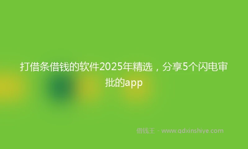 打借条借钱的软件2025年精选，分享5个闪电审批的app