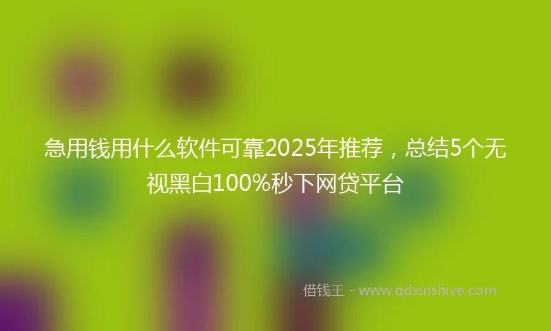 急用钱用什么软件可靠2025年推荐，总结5个无视黑白100%秒下网贷平台