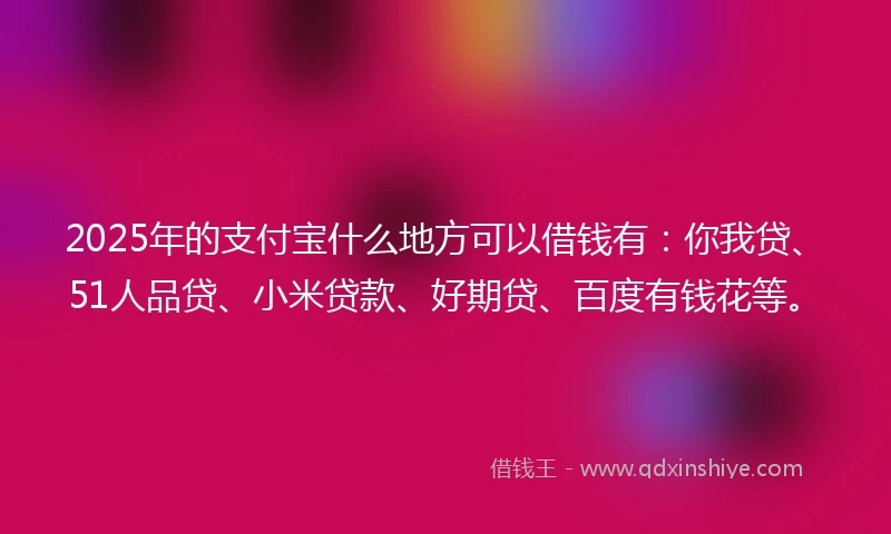 2025年的支付宝什么地方可以借钱有：你我贷、51人品贷、小米贷款、好期贷、百度有钱花等。