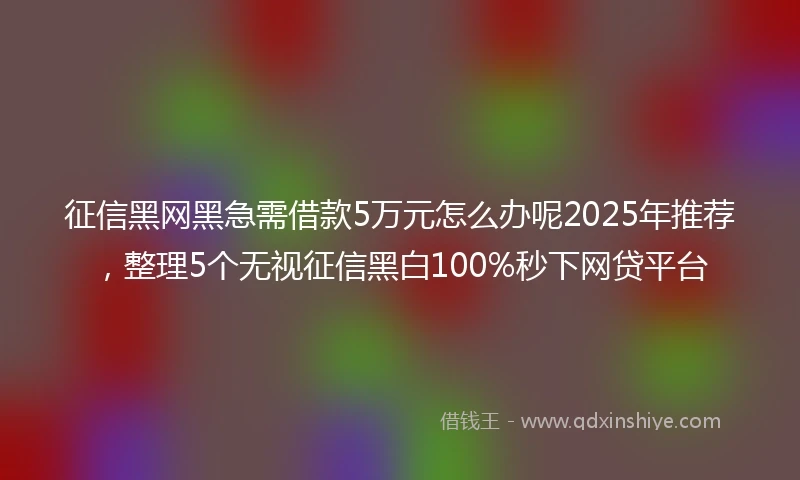 征信黑网黑急需借款5万元怎么办呢2025年推荐，整理5个无视征信黑白100%秒下网贷平台