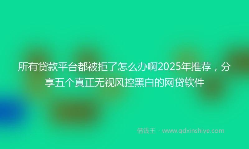 所有贷款平台都被拒了怎么办啊2025年推荐，分享五个真正无视风控黑白的网贷软件