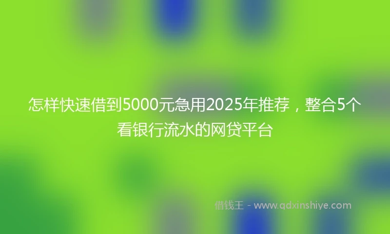 怎样快速借到5000元急用2025年推荐，整合5个看银行流水的网贷平台