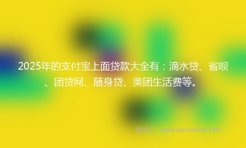 2025年的支付宝上面贷款大全有：滴水贷、省呗、团贷网、随身贷、美团生活费等。