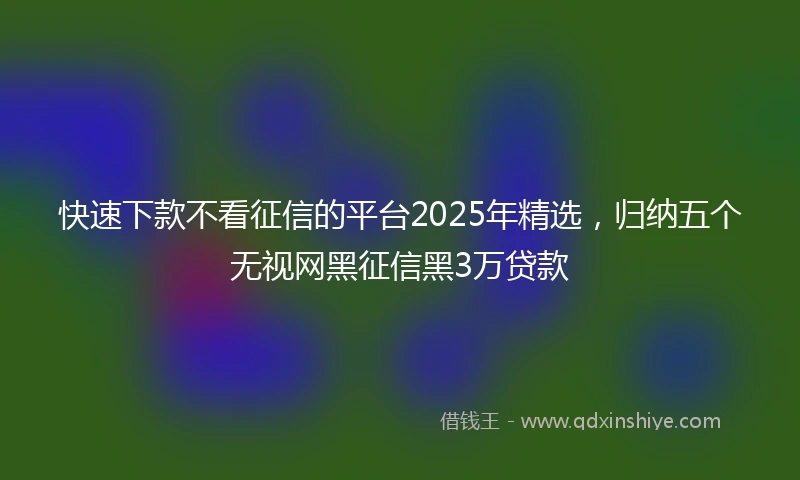 快速下款不看征信的平台2025年精选，归纳五个无视网黑征信黑3万贷款