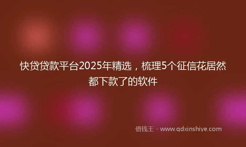 快贷贷款平台2025年精选，梳理5个征信花居然都下款了的软件