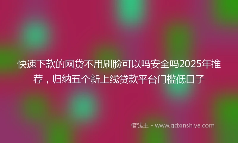 快速下款的网贷不用刷脸可以吗安全吗2025年推荐，归纳五个新上线贷款平台门槛低口子