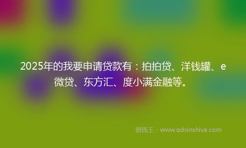 2025年的我要申请贷款有：拍拍贷、洋钱罐、e微贷、东方汇、度小满金融等。