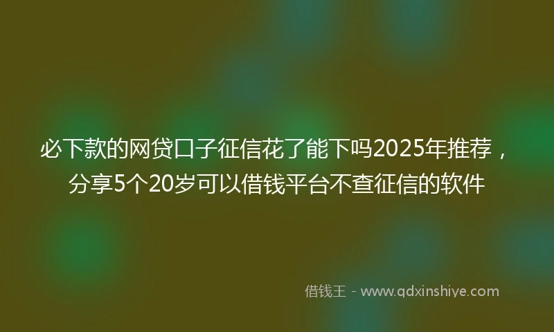 必下款的网贷口子征信花了能下吗2025年推荐，分享5个20岁可以借钱平台不查征信的软件