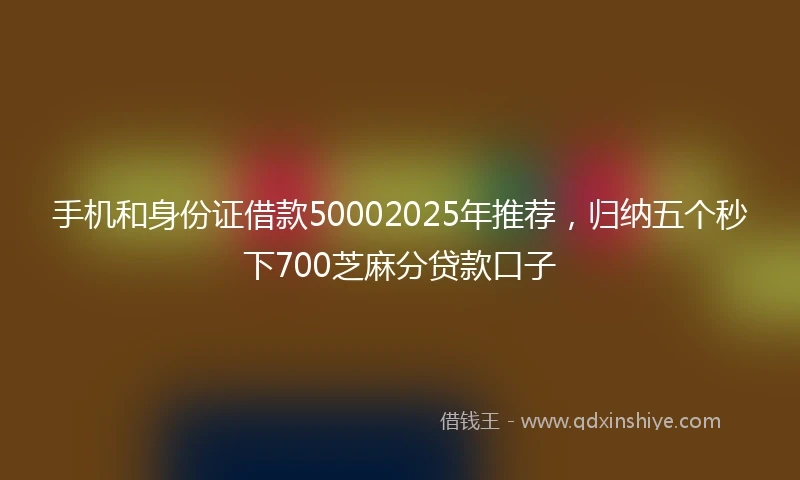手机和身份证借款50002025年推荐，归纳五个秒下700芝麻分贷款口子