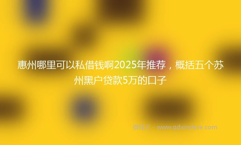 惠州哪里可以私借钱啊2025年推荐，概括五个苏州黑户贷款5万的口子