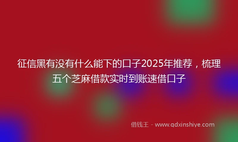 征信黑有没有什么能下的口子2025年推荐,梳理五个芝麻借款实时到账速借口子