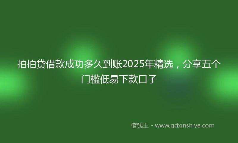 拍拍贷借款成功多久到账2025年精选，分享五个门槛低易下款口子