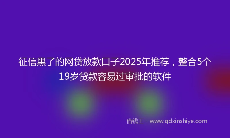 征信黑了的网贷放款口子2025年推荐，整合5个19岁贷款容易过审批的软件