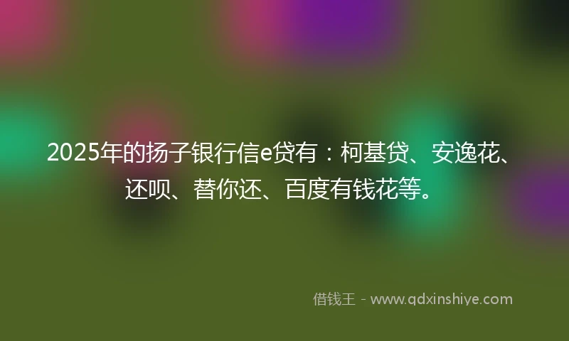 2025年的扬子银行信e贷有：柯基贷、安逸花、还呗、替你还、百度有钱花等。