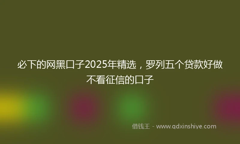 必下的网黑口子2025年精选，罗列五个贷款好做不看征信的口子