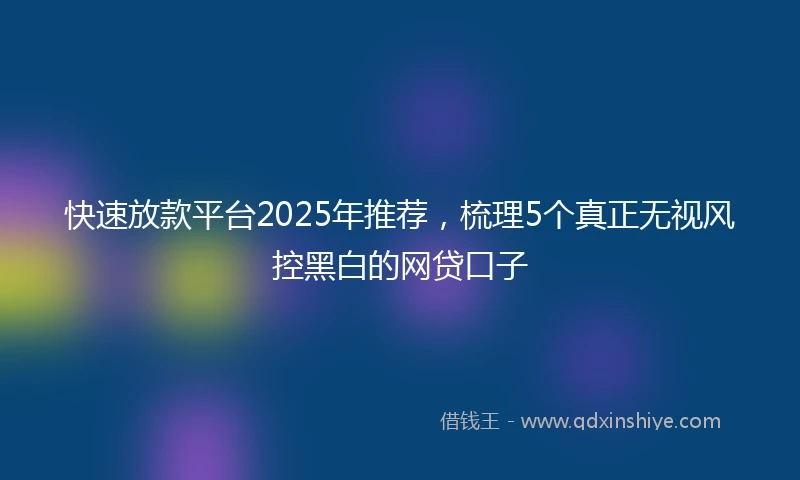 快速放款平台2025年推荐，梳理5个真正无视风控黑白的网贷口子