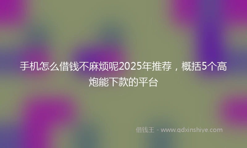 手机怎么借钱不麻烦呢2025年推荐，概括5个高炮能下款的平台