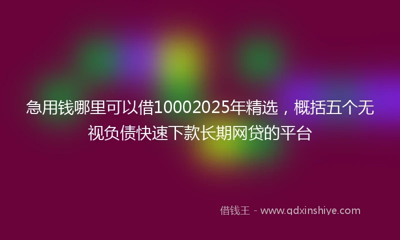 急用钱哪里可以借10002025年精选，概括五个无视负债快速下款长期网贷的平台