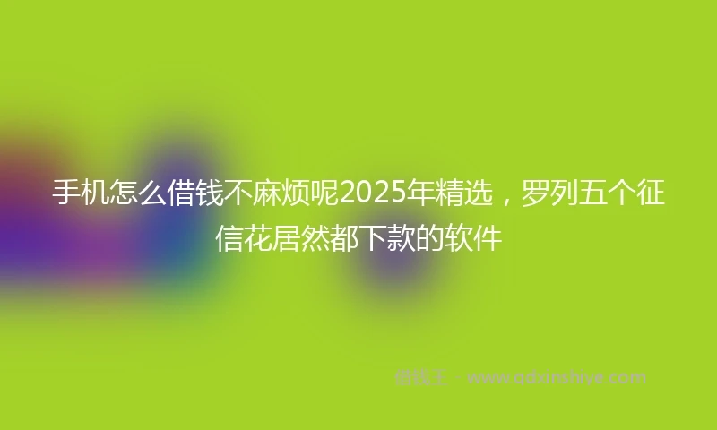 手机怎么借钱不麻烦呢2025年精选,罗列五个征信花居然都下款的软件
