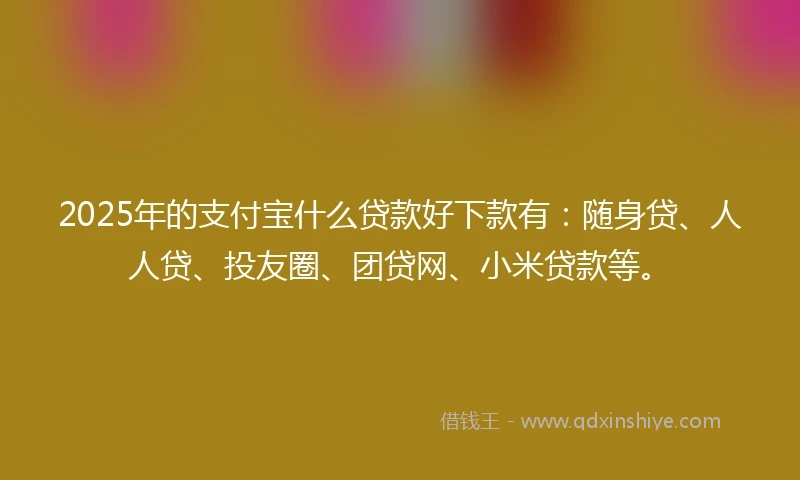 2025年的支付宝什么贷款好下款有：随身贷、人人贷、投友圈、团贷网、小米贷款等。