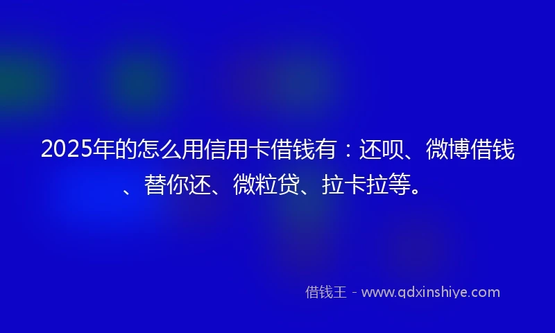 2025年的怎么用信用卡借钱有：还呗、微博借钱、替你还、微粒贷、拉卡拉等。