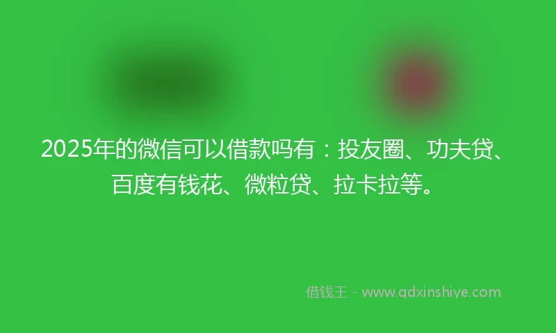 2025年的微信可以借款吗有：投友圈、功夫贷、百度有钱花、微粒贷、拉卡拉等。