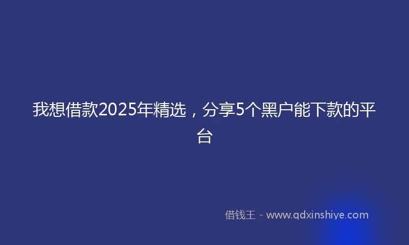 我想借款2025年精选,分享5个黑户能下款的平台
