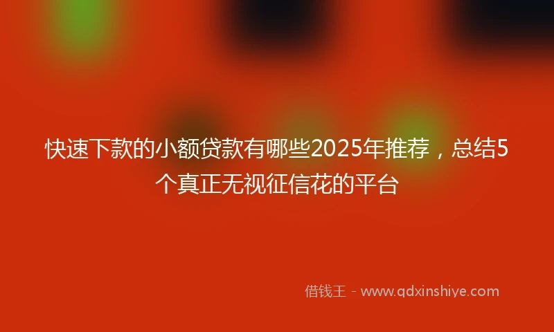 快速下款的小额贷款有哪些2025年推荐，总结5个真正无视征信花的平台
