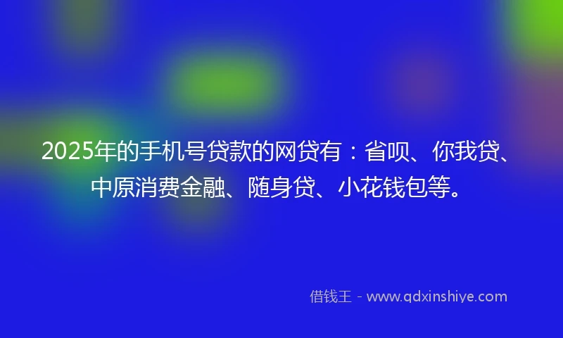 2025年的手机号贷款的网贷有：省呗、你我贷、中原消费金融、随身贷、小花钱包等。