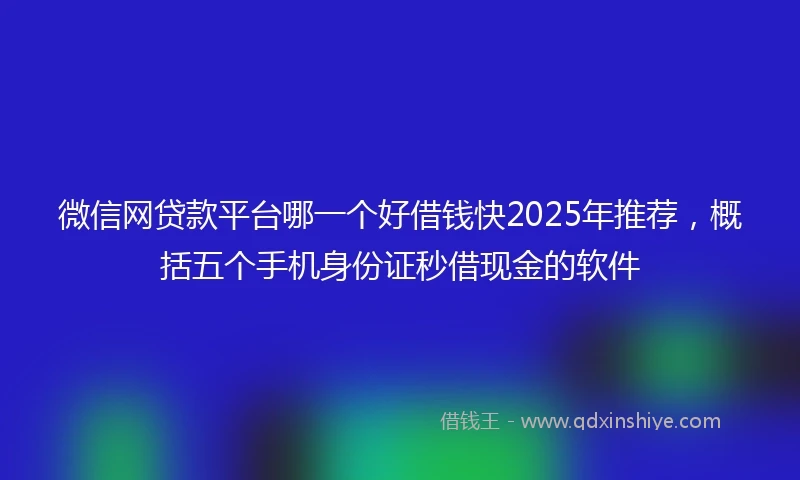 微信网贷款平台哪一个好借钱快2025年推荐，概括五个手机身份证秒借现金的软件