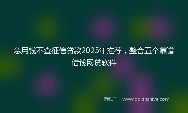 急用钱不查征信贷款2025年推荐，整合五个靠谱借钱网贷软件