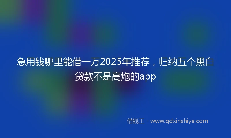 急用钱哪里能借一万2025年推荐，归纳五个黑白贷款不是高炮的app