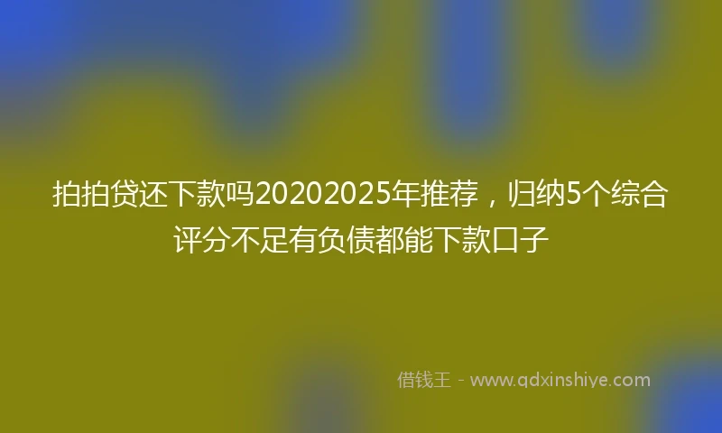 拍拍贷还下款吗20202025年推荐，归纳5个综合评分不足有负债都能下款口子