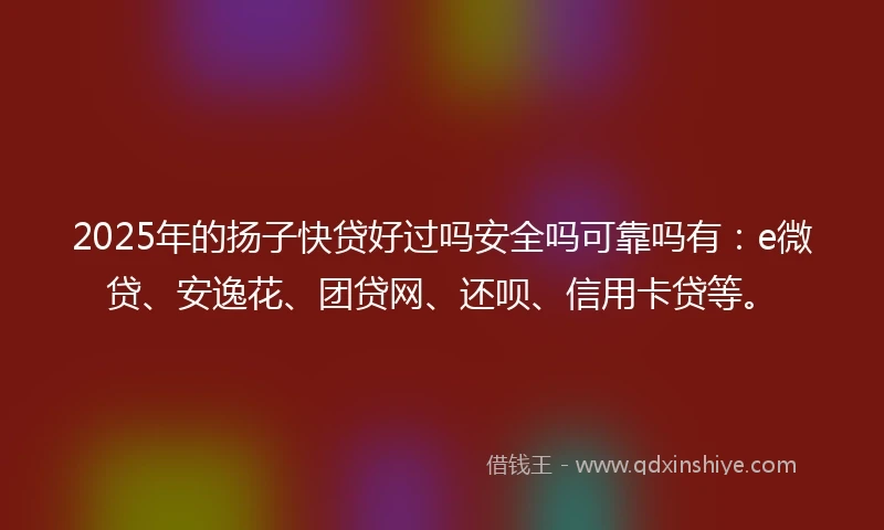 2025年的扬子快贷好过吗安全吗可靠吗有：e微贷、安逸花、团贷网、还呗、信用卡贷等。