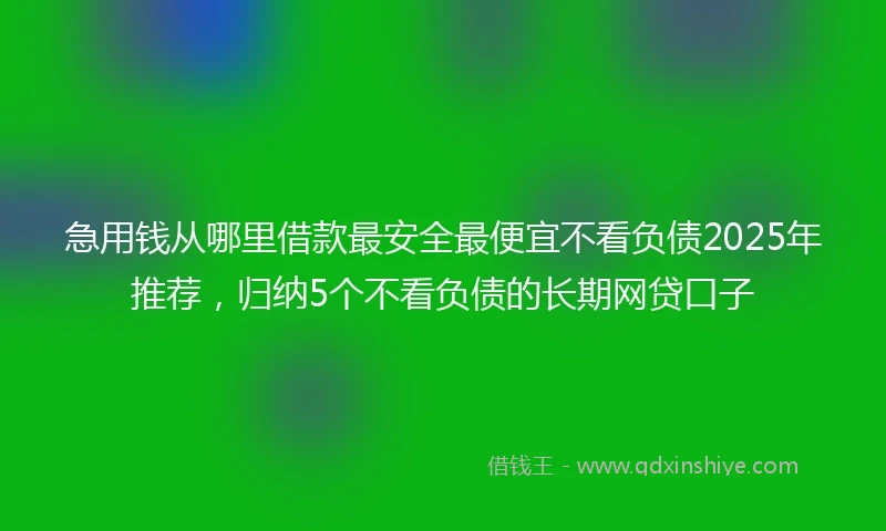 急用钱从哪里借款最安全最便宜不看负债2025年推荐，归纳5个不看负债的长期网贷口子