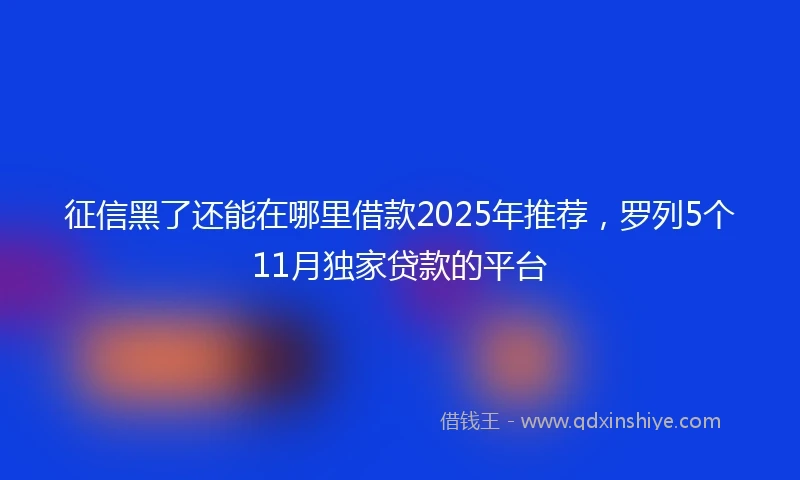 征信黑了还能在哪里借款2025年推荐，罗列5个11月独家贷款的平台