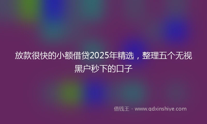 放款很快的小额借贷2025年精选，整理五个无视黑户秒下的口子