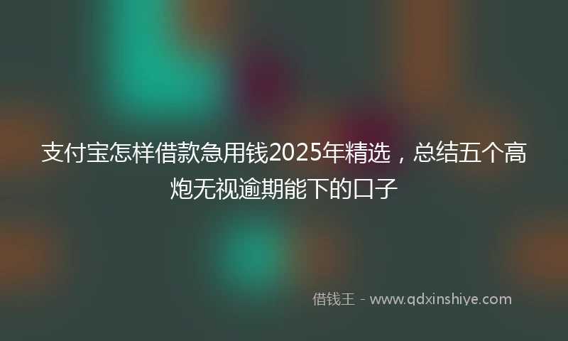 支付宝怎样借款急用钱2025年精选，总结五个高炮无视逾期能下的口子