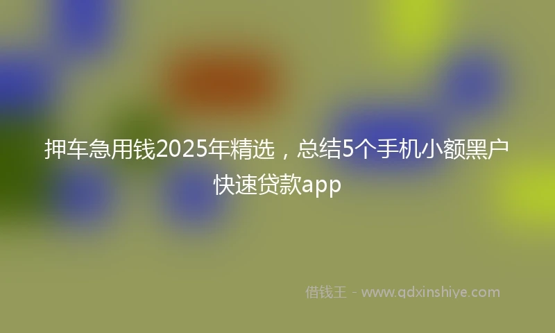押车急用钱2025年精选，总结5个手机小额黑户快速贷款app